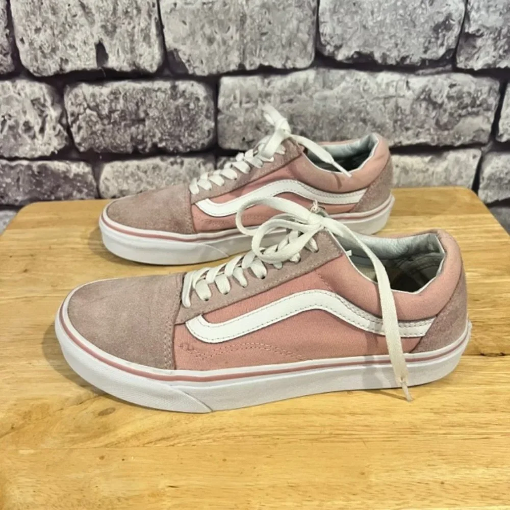 Vans Pink Suede Fabric Lace Up Sneakers Size 8.5